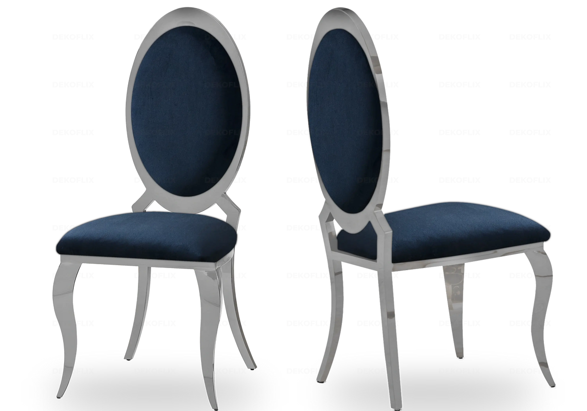 Table marbre noir et 4 chaises médaillon argent | Zyra