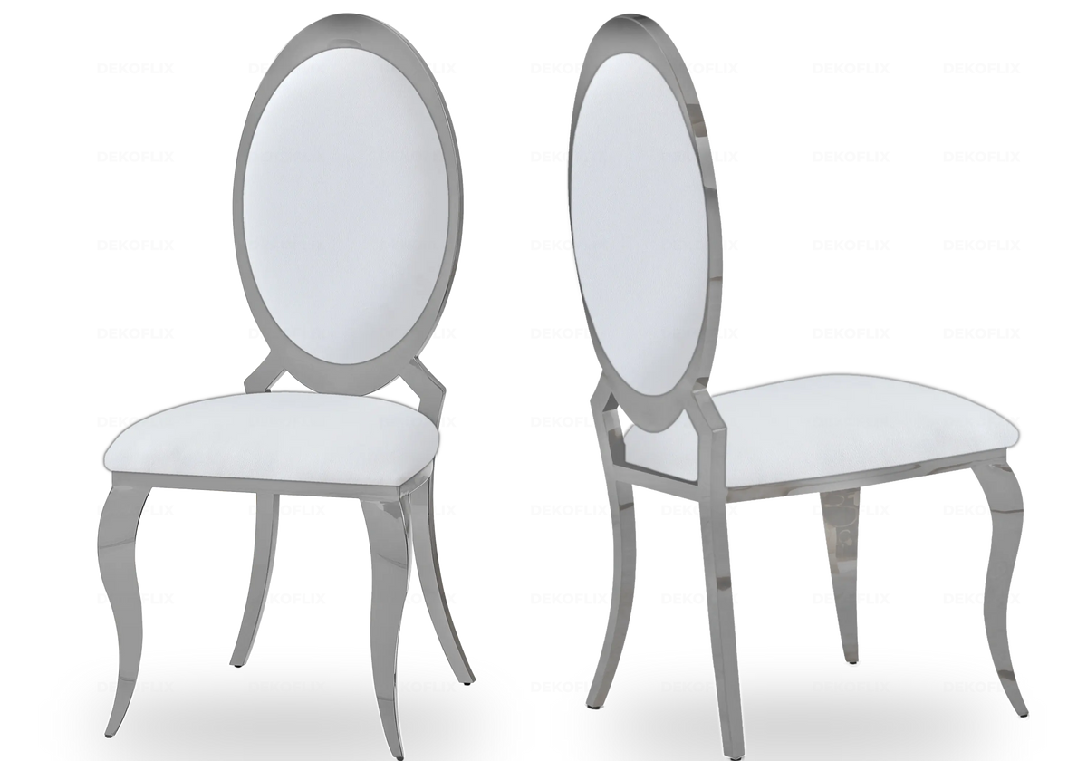 Table verre noir et 4 chaises médaillon argent | Zyra
