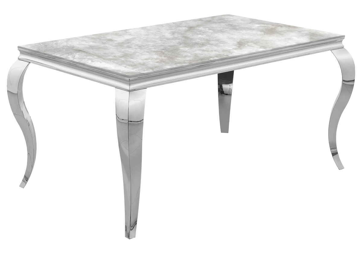 Salle à manger complète marbre beige et argent | Halo