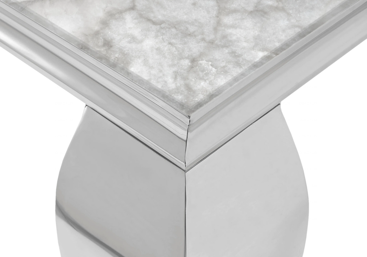 Salle à manger complète marbre beige et argent | Halo