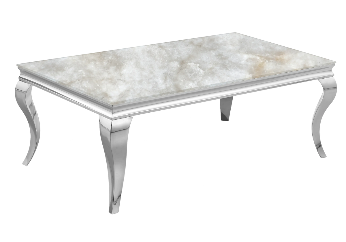 Salle à manger complète marbre beige et argent | Halo