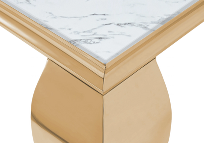 Salle à manger complète marbre blanc et or | Halo