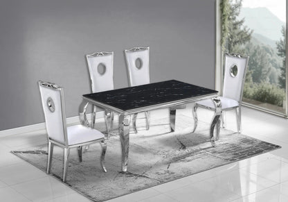 Salle à manger complète marbre noir et argent | Halo