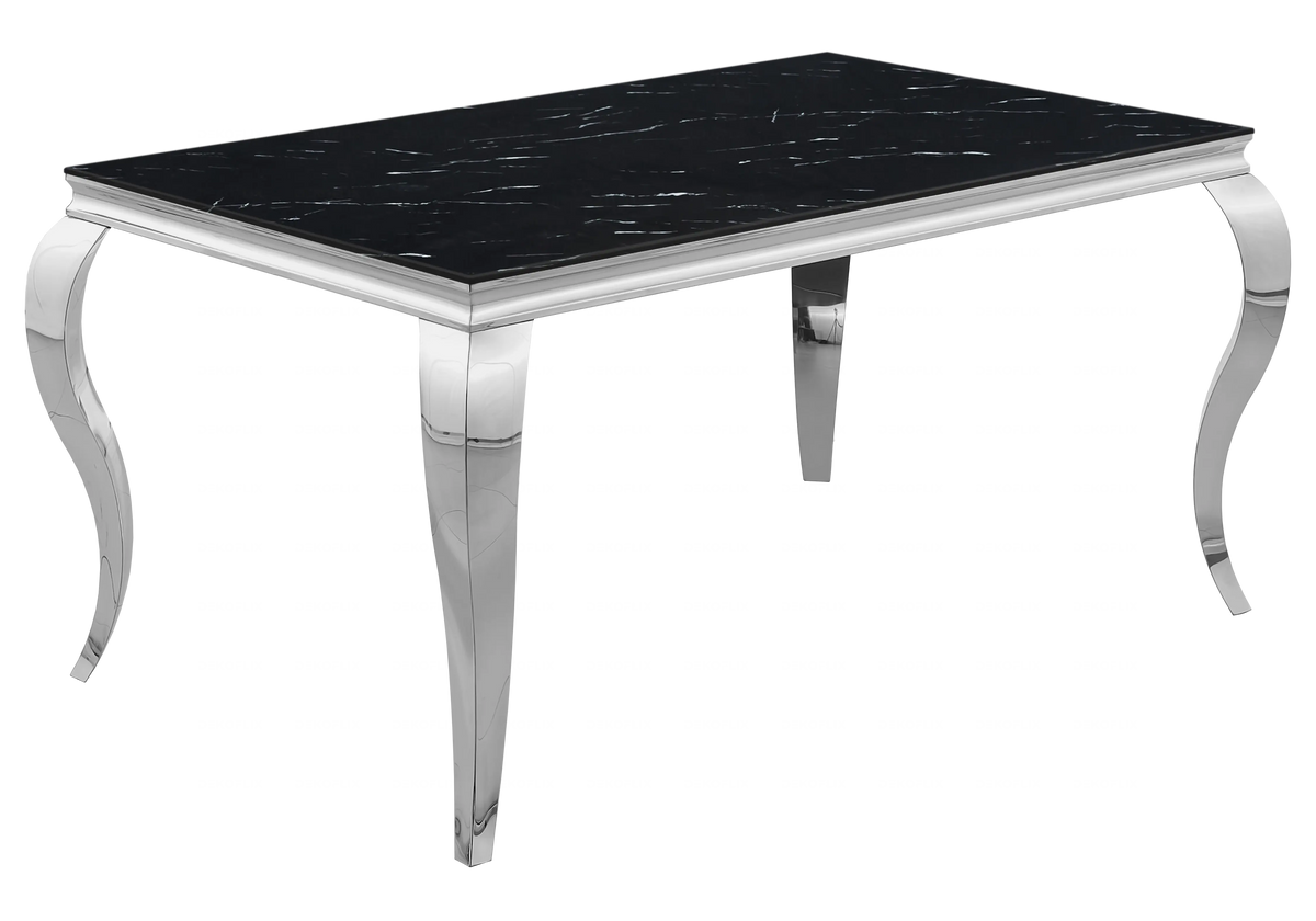 Salle à manger complète marbre noir et argent | Halo