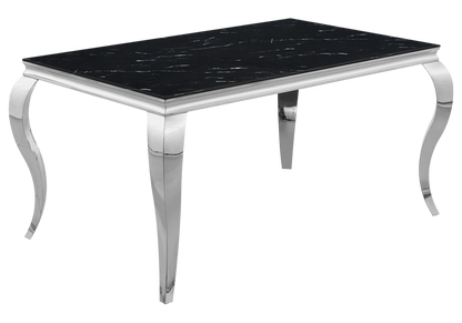 Salle à manger complète marbre noir et argent | Halo
