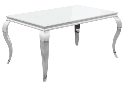 Salle à manger complète verre blanc et argent | Halo