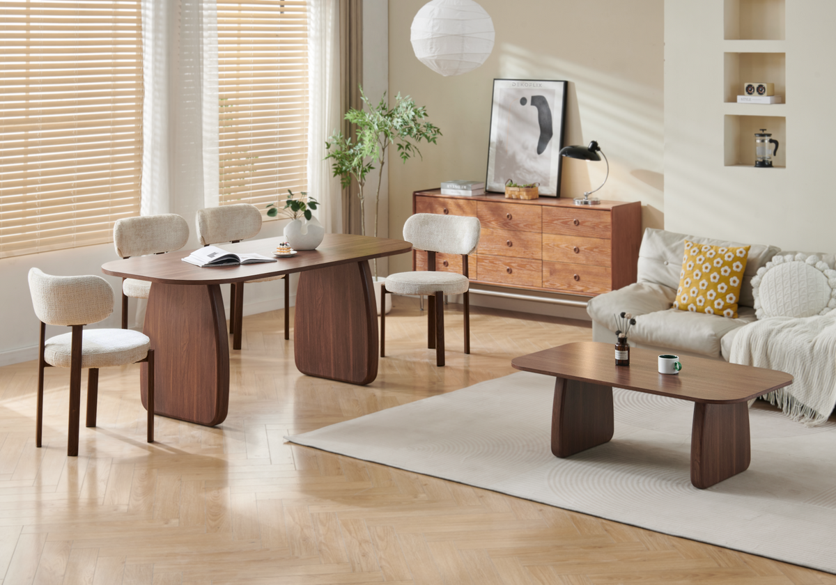 Table à manger ovale bois de noyer japandi | Vynx