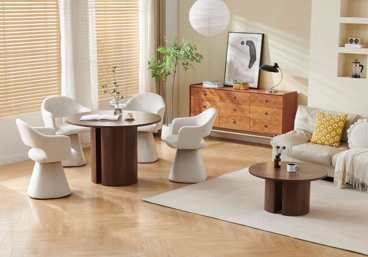 Chaise fauteuil de table pivotant beige | Vexis