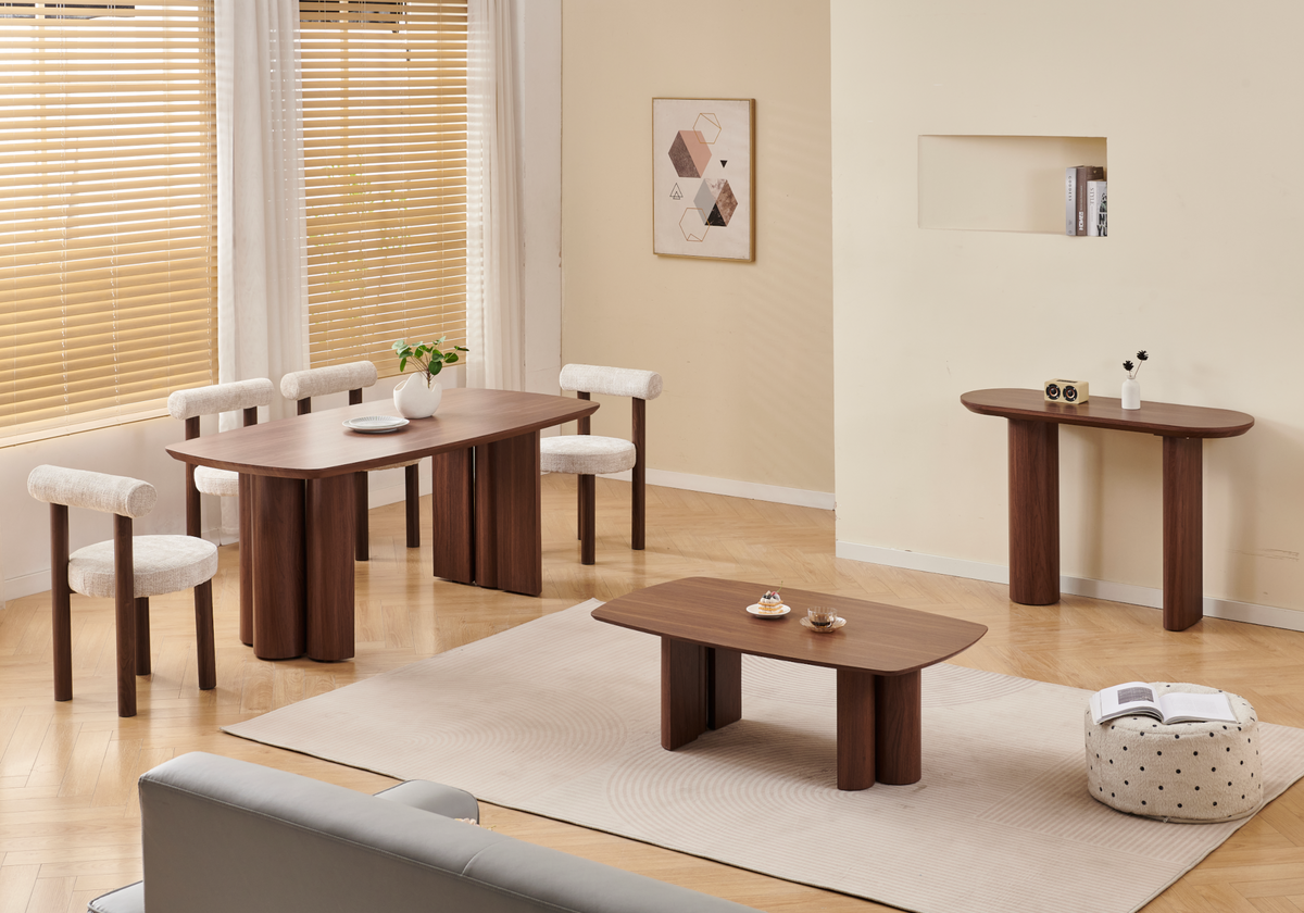Console d'entrée bois de noyer au design arrondi | Zelix