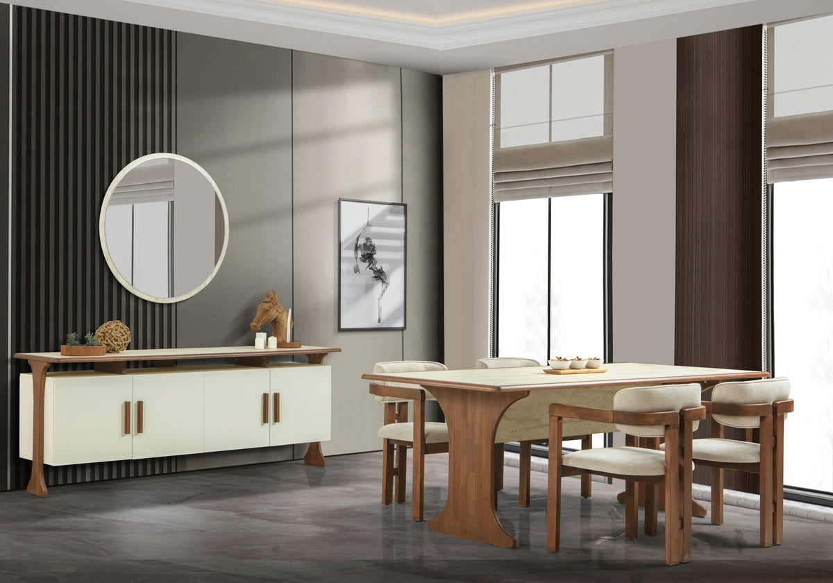 fauteuils table bois bouclette blanche milano x2 - Vue 4 - KOORIS