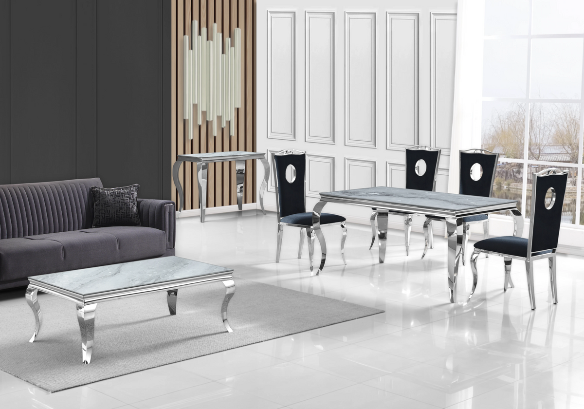 Table basse rectangulaire marbre gris argent | Halo