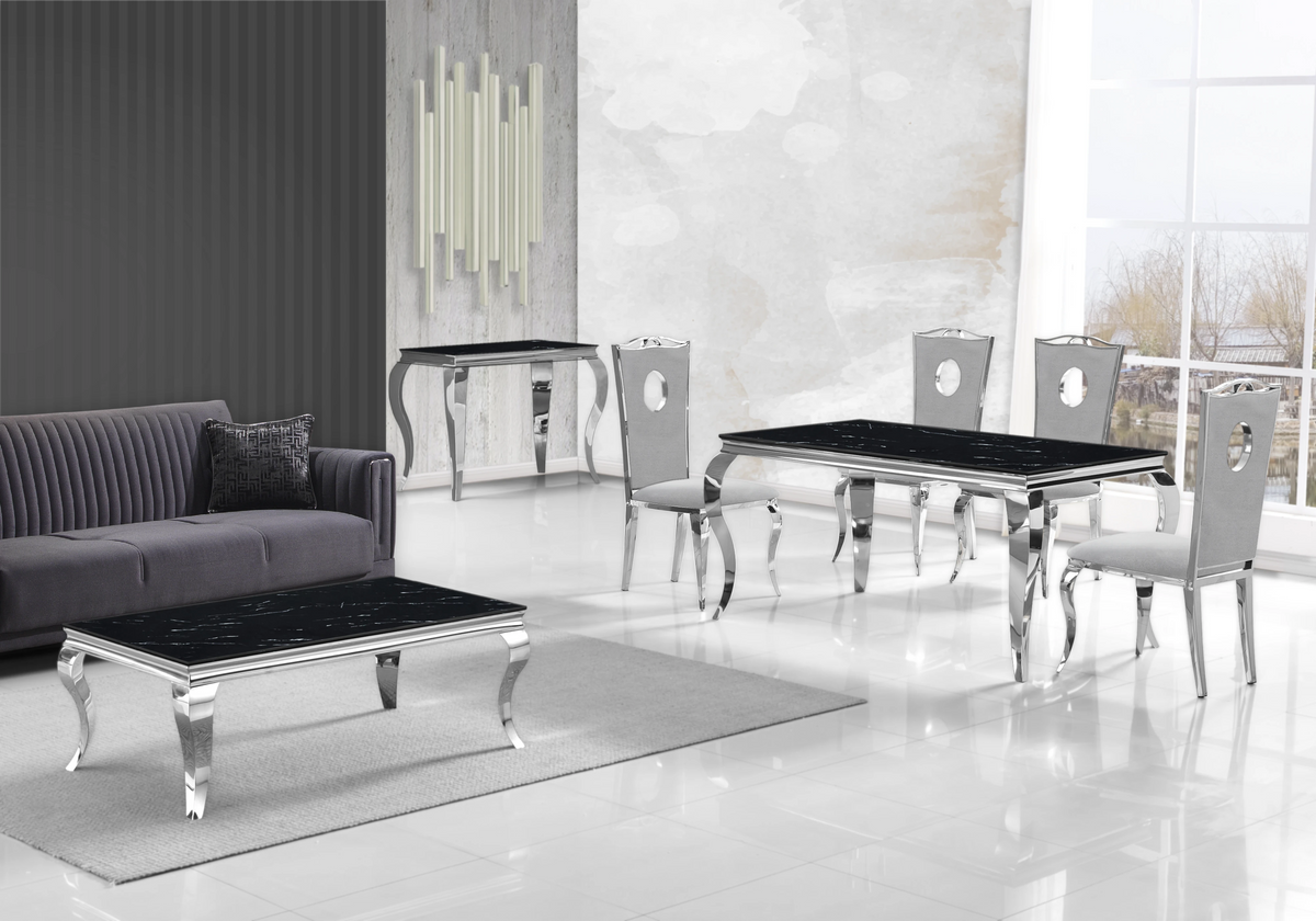 Lot de 4 chaises médaillon baroque en gris | Kivo