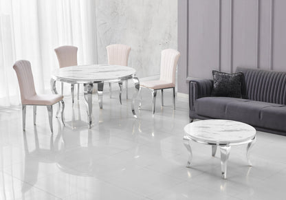 Lot de 6 chaises en beige et pieds argent | Zyra