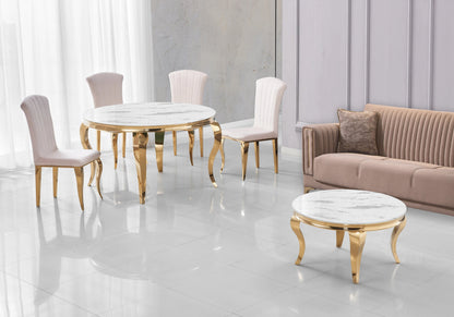 Lot de 6 chaises en beige et pieds or | Zyra