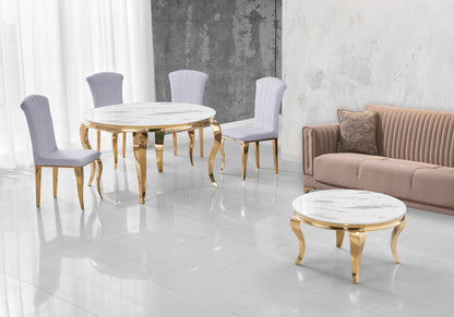 Lot de 6 chaises en gris et pieds dorés | Zyra
