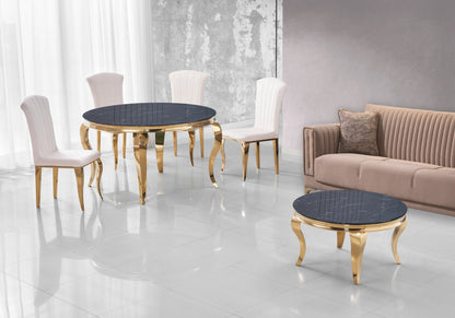 Lot de 6 chaises velours écru et pieds dorés | Zyra