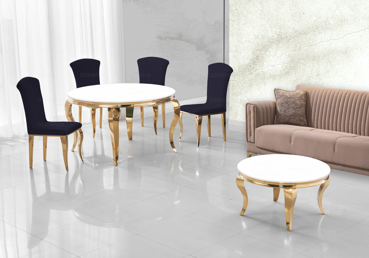 Lot de 6 chaises en noir et pieds or | Zyra
