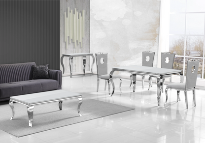 Console d'entrée design verre blanc et argent | Halo