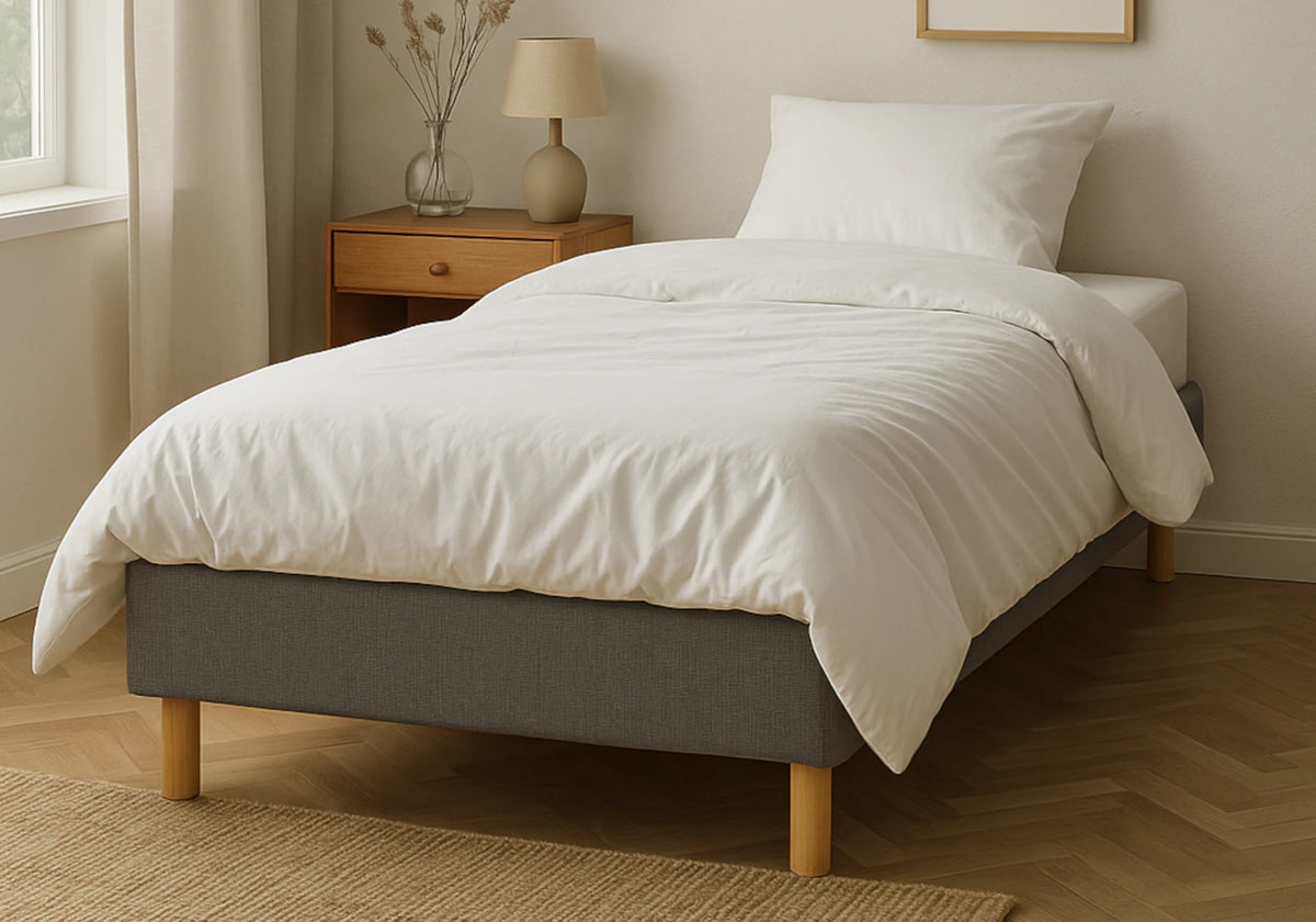 Sommier tapissé gris chiné 20 cm pour lit moderne | Kibo