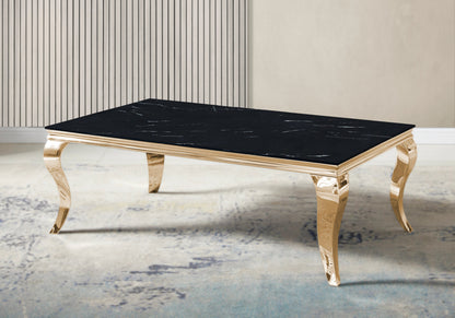 Table basse rectangulaire effet marbre noir et or | Halo