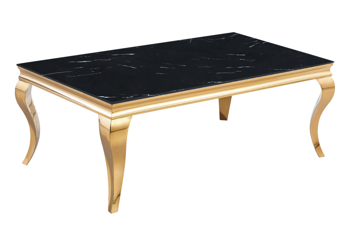 Table basse rectangulaire effet marbre noir et or | Halo