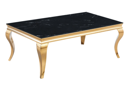 Table basse rectangulaire effet marbre noir et or | Halo