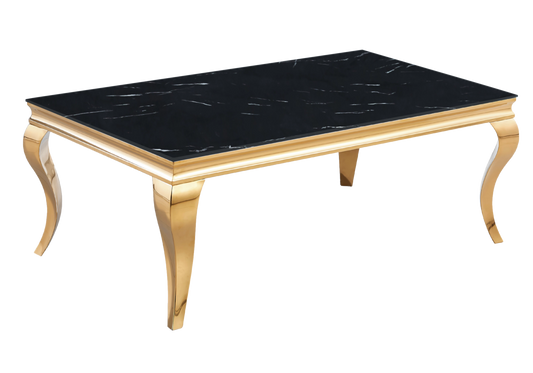 Table basse rectangulaire effet marbre noir et or | Halo