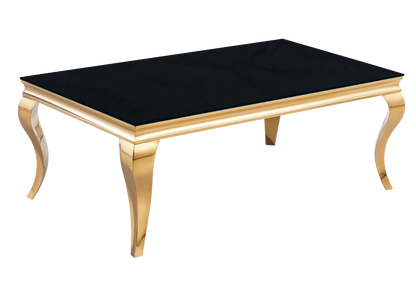 Table basse rectangulaire verre noir et or | Halo