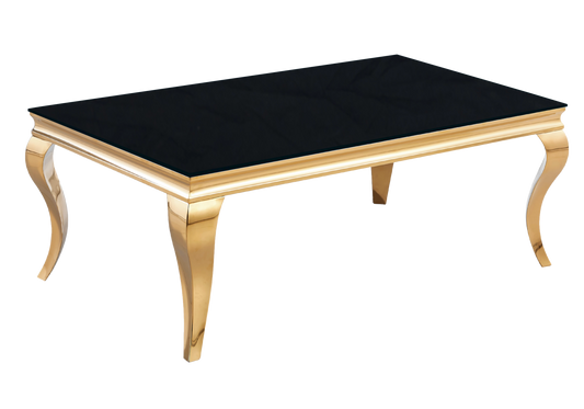 Table basse rectangulaire verre noir et or | Halo