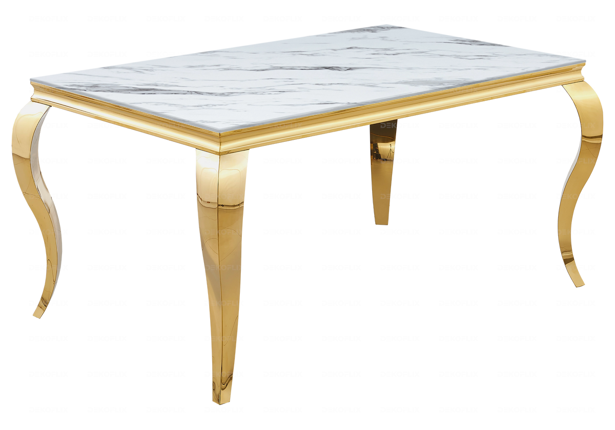 Table à manger rectangulaire marbre blanc et doré | Halo