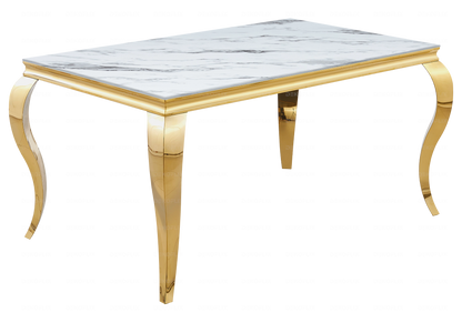 Table à manger rectangulaire marbre blanc et doré | Halo