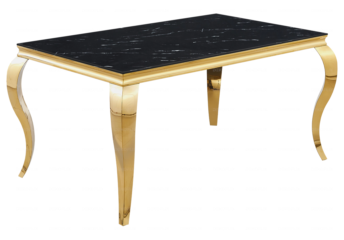 Table à manger rectangulaire marbre noir et or | Halo