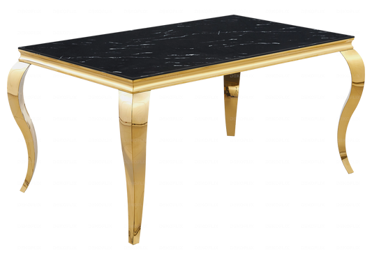 Table à manger rectangulaire marbre noir et or | Halo