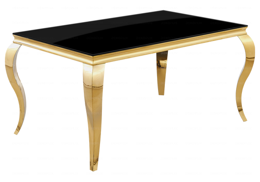 Table à manger rectangulaire verre noir et or | Halo