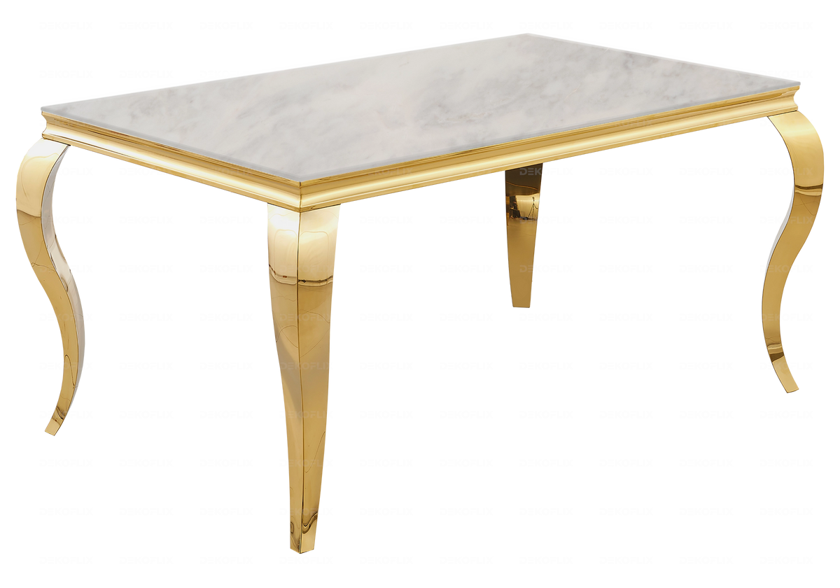 Table à manger rectangulaire marbre beige et or | Halo