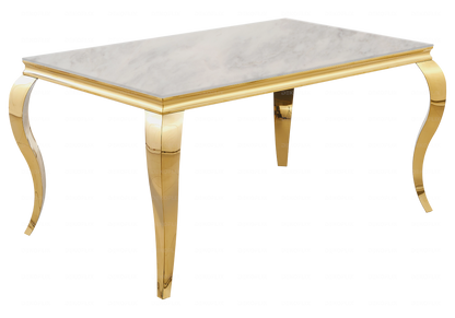 Table à manger rectangulaire marbre beige et or | Halo