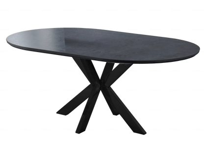 Ensemble table ovale pierre noire et 4 chaises | Zelix