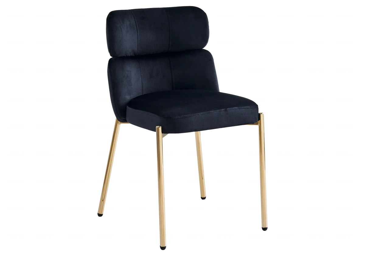 Lot de 4 chaises en noir et pieds dorés | Vexta