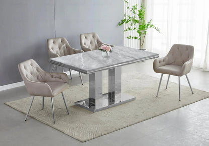 Table basse design marbre gris et métal argenté | Dyax