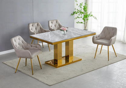 Table basse design effet marbre gris et métal doré | Dyax