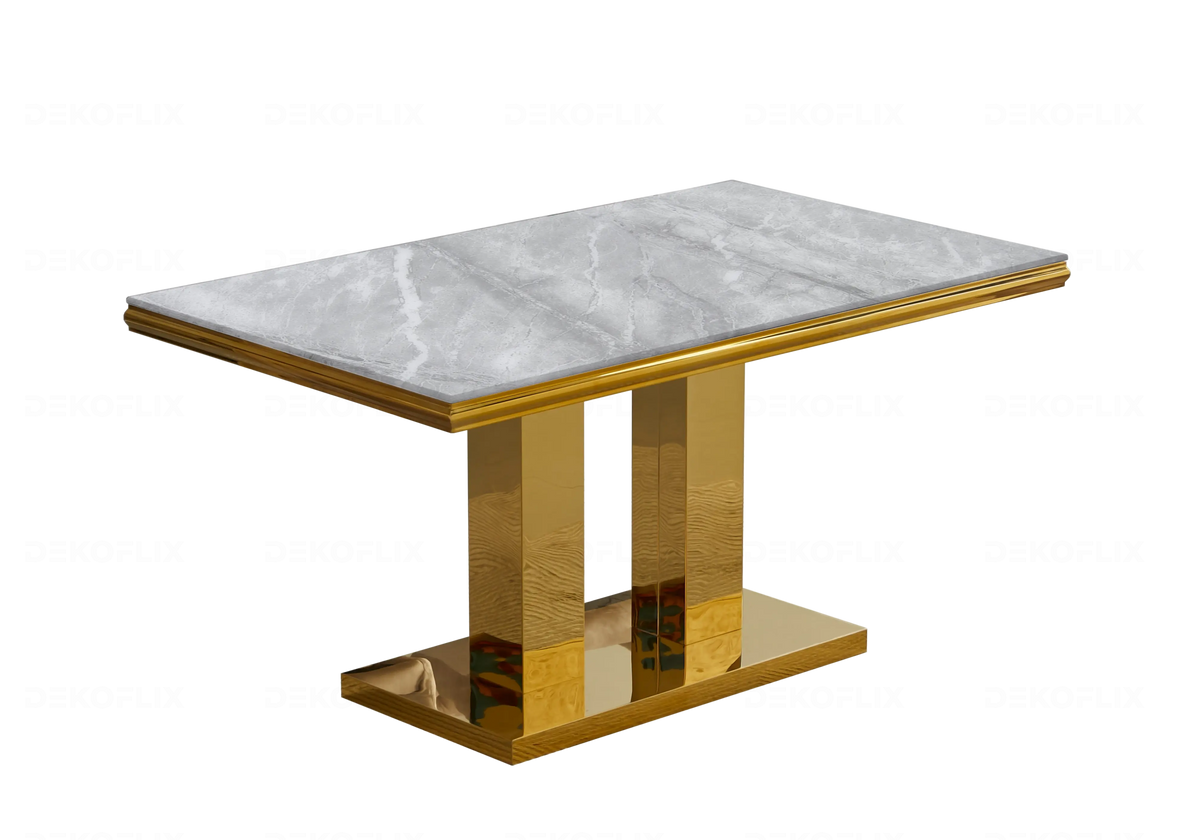 Table basse design effet marbre gris et métal doré | Dyax