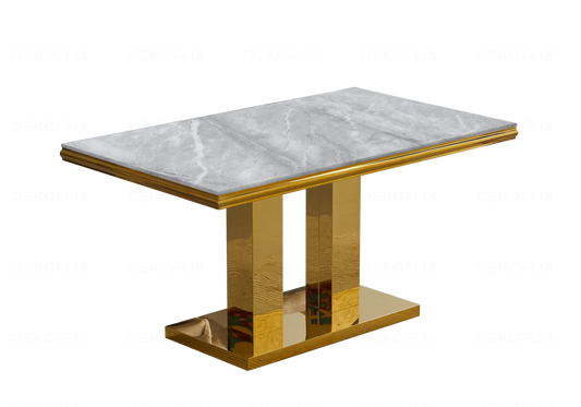 Table à manger design marbre gris et doré | Dyax
