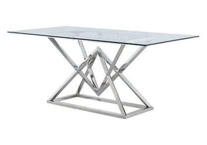 Table de salle à manger argentée verre trempé | Kaelo