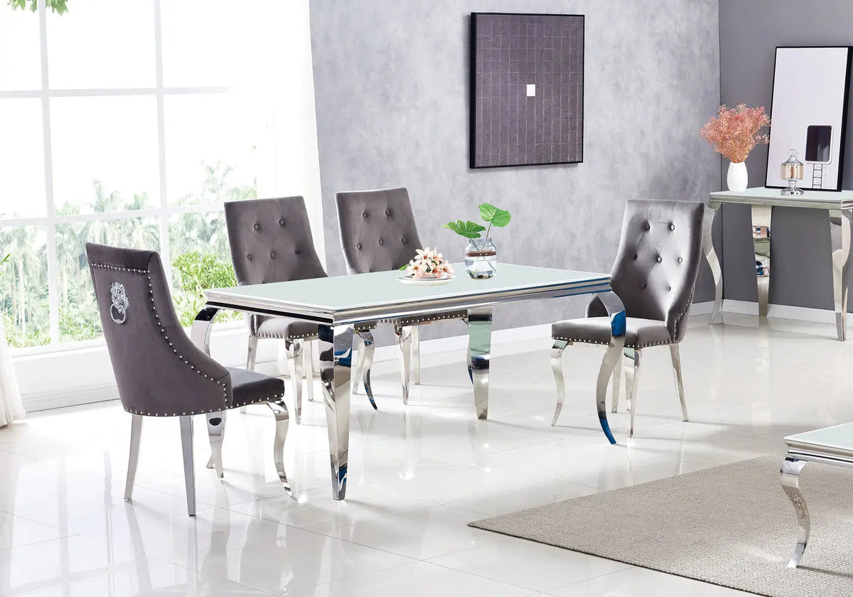 Table à manger rectangulaire en miroir argent | Halo