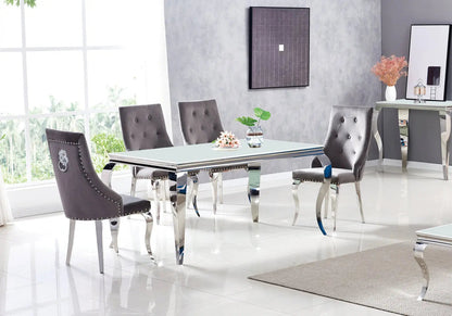 Table à manger rectangulaire en miroir argent | Halo