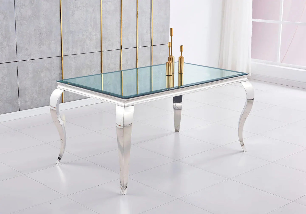 Table à manger rectangulaire en miroir argent | Halo