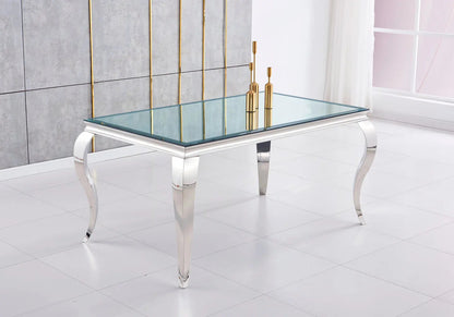 Table à manger rectangulaire en miroir argent | Halo