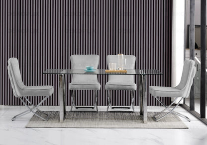 Table verre et 4 chaises en gris argent | Nexa