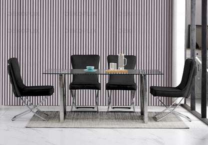 Table verre et 4 chaises en noir argent | Nexa