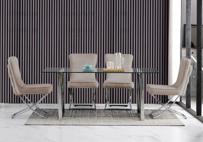 Ensemble table verre et 4 chaises taupe | Nexa